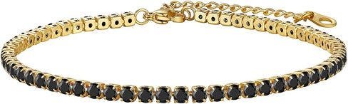 أساور الكاحل للتنس من FOCALOOK للنساء، خلخال مطلي بالذهب عيار 18 قيراط للنساء مقاوم للماء، خلخال زركونيا مكعب أنيق | الحجم 8.5-10.5 بوصة in Kuwait