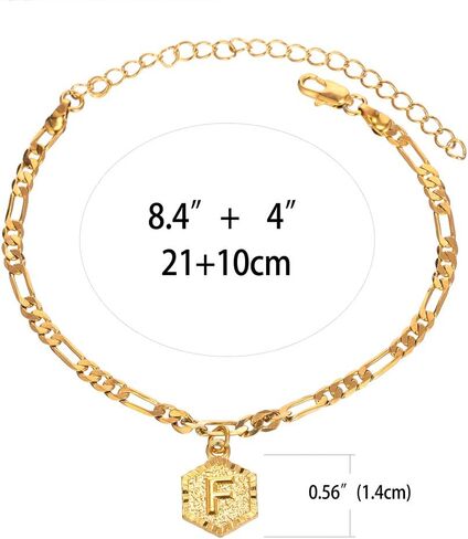 Initial Ankle Bracelets for Women Men, 18K Gold Silver Figaro Cuban Link Anklet Bracelet for Women Teen Girls, Custom Name Gold Anklet with Initials in Kuwait