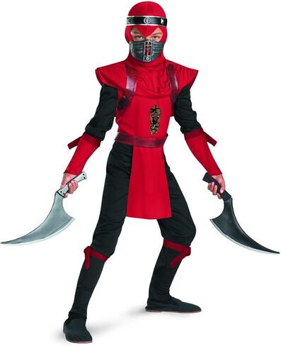 Shadow Ninjas Night Fury Red Viper Ninja Deluxe Boys Costume, 10-12 in Kuwait