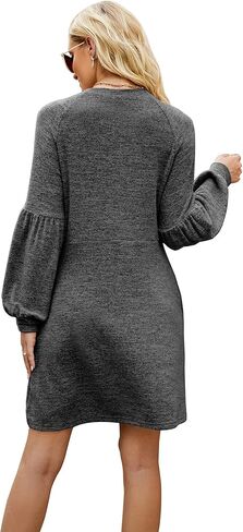 Saloogoe Sweater Dress for Women Knee Length with Pockets Long Sleeve Fall Dresses 2022 in Kuwait