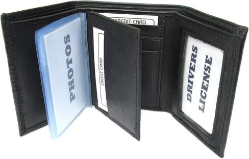 Dangerous Threads Mens Black Leather Wallet Lamb Classic Trifold 731 in Saudi Arabia