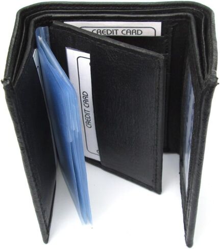 Dangerous Threads Mens Black Leather Wallet Lamb Classic Trifold 731 in Saudi Arabia