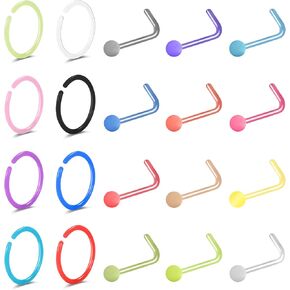 6ixGosh 20G Acrylic Nose Ear Rings Hoop Colorful Flexible Nose Septum Retainer Rings Cartilage Tragus Helix Hoop Studs Screws Nostril Piercing Jewelry for Work Surgery Sports in Saudi Arabia