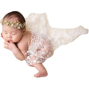 Vemonllas Luxury Newborn Boy Girl Baby Photography Props Wrap Lace Yarn Cloth Blanket (Beige) in Saudi Arabia