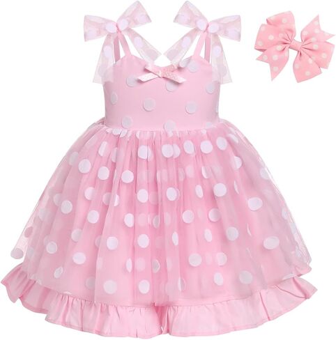 IDOPIP Baby Girls Tutu Dress Halloween Princess Birthday Party Dresses Toddler Pageant Bowknot Sundress with Headband Outfit in Saudi Arabia