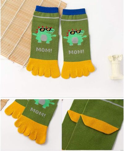 Cicano 5 Pairs Kids Toe Socks Cute Dinosaur Embroidery Pattern Cotton Boys Toe Separated Socks for 3-10 Years Children in Saudi Arabia