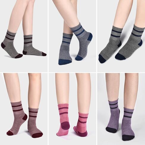 NinetoFiveLife Pack of 6 Women's Cotton Crew Socks Athletic Socks Outdoor Hiking Socks for Women Soft and Comfortable, Rose Red, Wine Red, Crimson, Purple, Blue, Dark Blue, 6 Petite in Kuwait