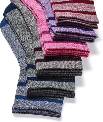 NinetoFiveLife Pack of 6 Women's Cotton Crew Socks Athletic Socks Outdoor Hiking Socks for Women Soft and Comfortable, Rose Red, Wine Red, Crimson, Purple, Blue, Dark Blue, 6 Petite in Kuwait