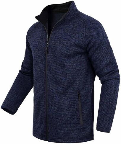 Xsylxgc Men's Fleece Jacket Winter Full Zip Coat Soft Mock Neck Sweatshirt with Zipper Pockets in Kuwait