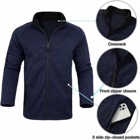 Xsylxgc Men's Fleece Jacket Winter Full Zip Coat Soft Mock Neck Sweatshirt with Zipper Pockets in Kuwait