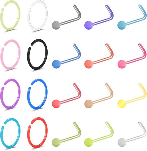 6ixGosh 20G Acrylic Nose Ear Rings Hoop Colorful Flexible Nose Septum Retainer Rings Cartilage Tragus Helix Hoop Studs Screws Nostril Piercing Jewelry for Work Surgery Sports in Saudi Arabia