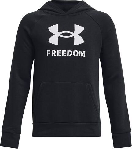 Under Armour Boy's Freedom Rival Big Flag Logo Hoodie (Big Kids) Black/White SM (8 Big Kid) in Saudi Arabia