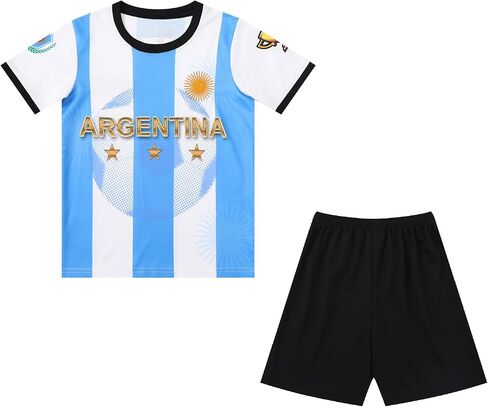 Argentina Champions No.10 Sports Soccer Football Boys Kids Youth Jersey Shirt Kit Set in Kuwait