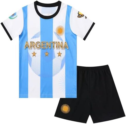 Argentina Champions No.10 Sports Soccer Football Boys Kids Youth Jersey Shirt Kit Set in Kuwait