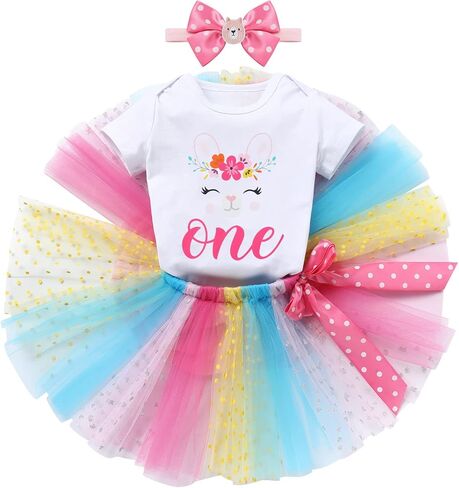 IDOPIP Llama 1st Birthday Outfit Baby Girl Alpaca Cactus Romper Tutu Skirt Headband for Mexican Fiesta Party Cake Smash Dress in Saudi Arabia