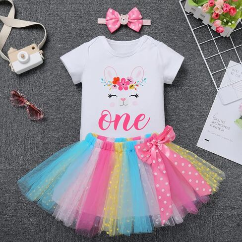 IDOPIP Llama 1st Birthday Outfit Baby Girl Alpaca Cactus Romper Tutu Skirt Headband for Mexican Fiesta Party Cake Smash Dress in Saudi Arabia