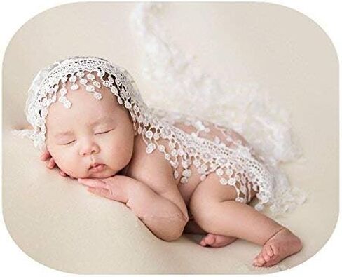 Vemonllas Luxury Newborn Boy Girl Baby Photography Props Wrap Lace Yarn Cloth Blanket (Beige) in Saudi Arabia