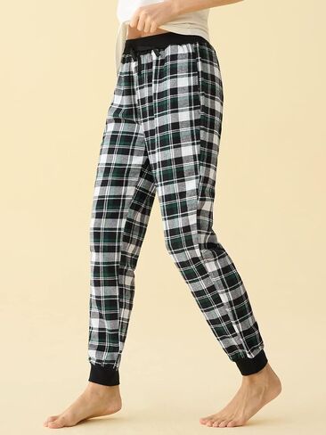 Latuza Women's Cotton Flannel Plaid Pajama Jogger Pants in Saudi Arabia