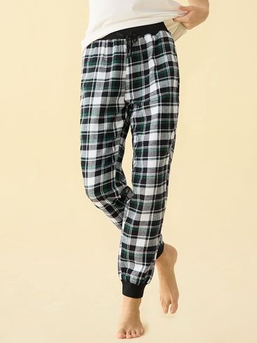 Latuza Women's Cotton Flannel Plaid Pajama Jogger Pants in Saudi Arabia