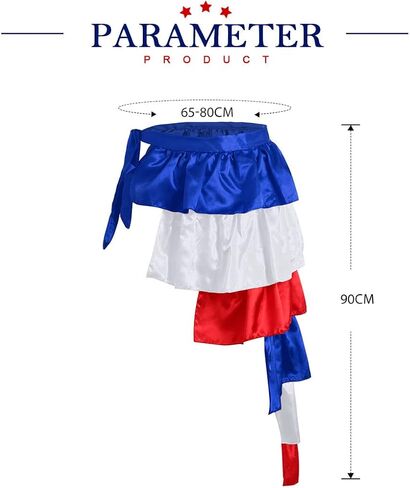 تنورة Victray الرابع من يوليو للنساء تنورة الرقص ذات الطبقات لمهرجان عيد الاستقلال زي الحفلات (أحمر أزرق أبيض) in Kuwait