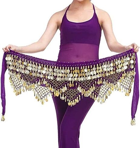 Nimiman Women Triangle Belly Dance Hip Belt with Gold Coins Dance Costume Wrap Skirts in Saudi Arabia
