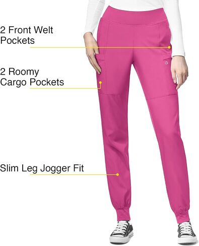 WonderWink W123 Women s Comfort Waist Cargo Jogger Pant Hot Pink, 2X Tall in Saudi Arabia