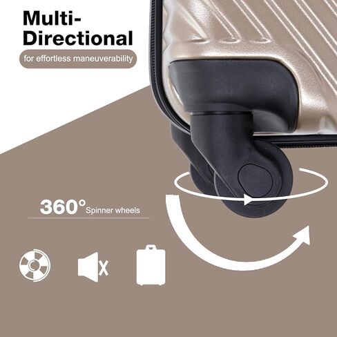 Luggage Sets 3 Piece, Hardside PC ABS Suitcase Set with Spinner Wheels, Lightweight Travel Carry-on and Checked Luggage, Blue, 3-Piece Set(20/24/28) in Kuwait