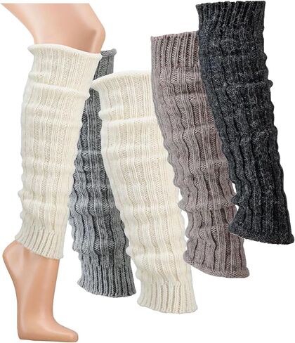 ليو ديزاين تدفئة الساق للنساء من صوف الألبكة الطبيعي، مزيج من صوف الحملان وصوف الألبكة لتدفئة الساق، تدفئة الكاحل - مقاس واحد- in Kuwait