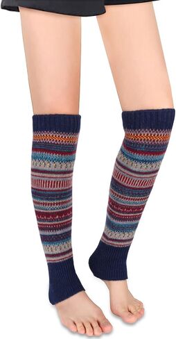 Benefeet Sox الصوف متماسكة تدفئة الساق للنساء الشتاء الفتيات سميكة الدافئة البوهيمي الفخذ العليا تدفئة الساق أصفاد للأحذية الطويلة الجوارب in Kuwait