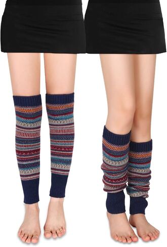 Benefeet Sox الصوف متماسكة تدفئة الساق للنساء الشتاء الفتيات سميكة الدافئة البوهيمي الفخذ العليا تدفئة الساق أصفاد للأحذية الطويلة الجوارب in Kuwait