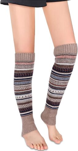Benefeet Sox الصوف متماسكة تدفئة الساق للنساء الشتاء الفتيات سميكة الدافئة البوهيمي الفخذ العليا تدفئة الساق أصفاد للأحذية الطويلة الجوارب in Kuwait