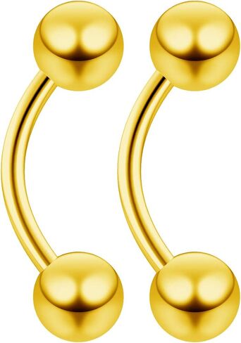Evonix 2pc 16g Black Surgical Steel Curved Barbell 5mm Ball Eyebrow Belly Bar Lip Tragus Ring Piercing Jewelry in Saudi Arabia
