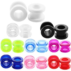 IPINK-9 أزواج من سدادات الأذن من الأكريليك بالأشعة فوق البنفسجية مزدوجة متوهجة سدادات الأذن المتوسعة ومقاييس الأذن للثقب 12G-1'' in Kuwait