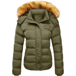 Szory Women's Down Thicken Winter Coat Quilted Warm Puffer Jacket with Removable Fur Hood in Kuwait