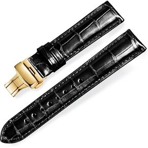 Real Alligator Leather Replacement Watch Strap Deployment Buckle for Men's Watch Band and Women's Watch Band 18mm 19mm 20mm 21mm 22mm 23mm 24mm in Saudi Arabia