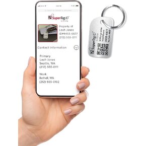 Dynotag® Sentry Series Solid Metal Web Enabled Keychain & Property Smart ID Tag + Keyring w. DynoIQ™ & Lifetime Recovery Service (Frost Silver) in Kuwait