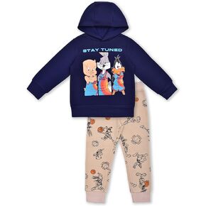 وارنر براذرز لوني تونز سبيس جام بويز هوديي وسروال الركض للأطفال الصغار والصغار - كحلي/بيج in Kuwait