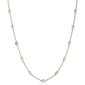 Sterling Silver Station Oval Bead Necklace for Women Teen Girls- 925 Station Necklace, 925 Silver Jewelry, Sterling Silver Necklace 10-36 Inch, Silver, Gold, Rose Gold in Kuwait