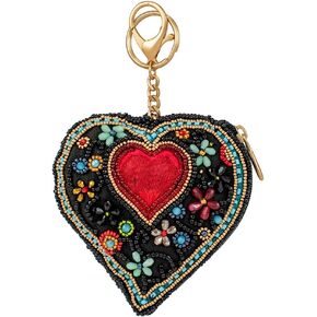 Mary Frances House of Hearts Beaded Handbag, Coin Purse with Zipper Pull, Crossbody Bags, Handmade Design, Women's Fashion in Kuwait