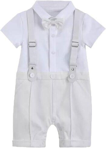 IBTOM CASTLE Baby Boy Outfits Set, Gentleman Jumpsuit & Vest Coat & Berets Hat with Bow Tie Wedding Tuxedo Formal Suit in Kuwait