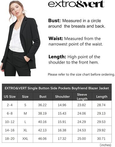 سترات EXTRO&VERT Boyfriend Blazer للسيدات بجيوب جانبية بزر واحد وسترة مناسبة للعمل غير الرسمي in Kuwait