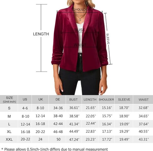 MINTLIMIT Women's 3/4 Sleeve Blazers Shawl Lapel Vintage Office Open Front Velvet Blazer (Dark Green,Size M) in Saudi Arabia