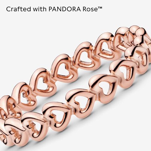 Pandora Band of Hearts - Rose Gold Ring for Women - Layering or Stackable Ring - Gift for Her - 14k Rose Gold-Plated Rose, With Gift Box in Saudi Arabia