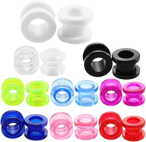 IPINK-9 أزواج من سدادات الأذن من الأكريليك بالأشعة فوق البنفسجية مزدوجة متوهجة سدادات الأذن المتوسعة ومقاييس الأذن للثقب 12G-1'' in Kuwait