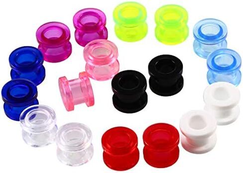 IPINK-9 أزواج من سدادات الأذن من الأكريليك بالأشعة فوق البنفسجية مزدوجة متوهجة سدادات الأذن المتوسعة ومقاييس الأذن للثقب 12G-1'' in Kuwait