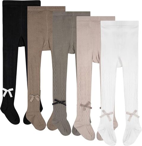 5 قطع من السراويل الضيقة للفتيات الصغيرات مع فيونكة من القطن الصلب الكلاسيكي المرن اللطيف للأطفال in Kuwait