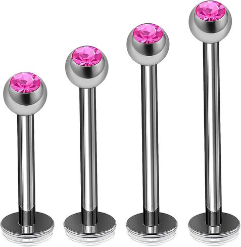 4 قطعة الفولاذ الجراحية 16 جرام 8 مللي متر 10 مللي متر 12 مللي متر 14 مللي متر Labret ترصيع ثقب المجوهرات مونرو الزنمة ميدوسا 3 مللي متر كريستال الكرة المزيد من الخيارات in Kuwait