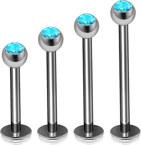 4 قطعة الفولاذ الجراحية 16 جرام 8 مللي متر 10 مللي متر 12 مللي متر 14 مللي متر Labret ترصيع ثقب المجوهرات مونرو الزنمة ميدوسا 3 مللي متر كريستال الكرة المزيد من الخيارات in Kuwait
