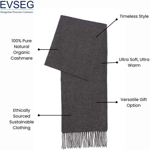 EVSEG 100% Mongolian Cashmere Winter Scarf | Imported Cashmere | Men and Women | 25x170cm in Saudi Arabia