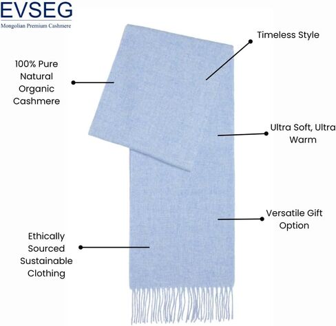 EVSEG 100% Mongolian Cashmere Winter Scarf | Imported Cashmere | Men and Women | 25x170cm in Saudi Arabia